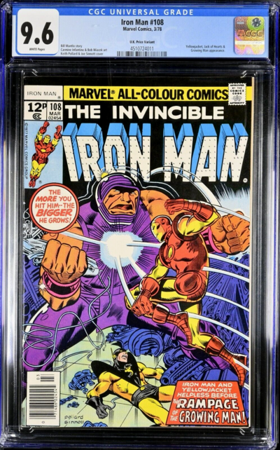 IRON MAN #108 CGC 9.6 WHITE PAGES, THE ONLY GRADED UK PRICE VARIANT! #4510724011