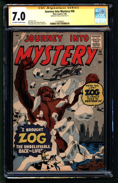 JOURNEY INTO MYSTERY #56 CGC 7.0 SS STAN LEE SINGLE HIGHEST GRADED #1518889001