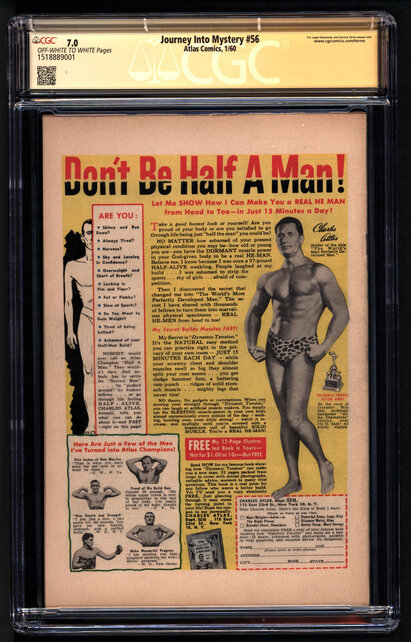 JOURNEY INTO MYSTERY #56 CGC 7.0 SS STAN LEE SINGLE HIGHEST GRADED #1518889001