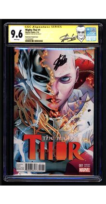 MIGHTY THOR #1 (2016) CGC 9.6 WHITE VARIANT SS STAN LEE SIGNED #1227830001