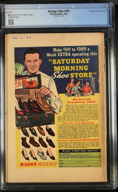 STRANGE TALES #107 CGC 3.0 RARE UK PRICE VARIANT ONLY 8 GRADED CGC #4488767020
