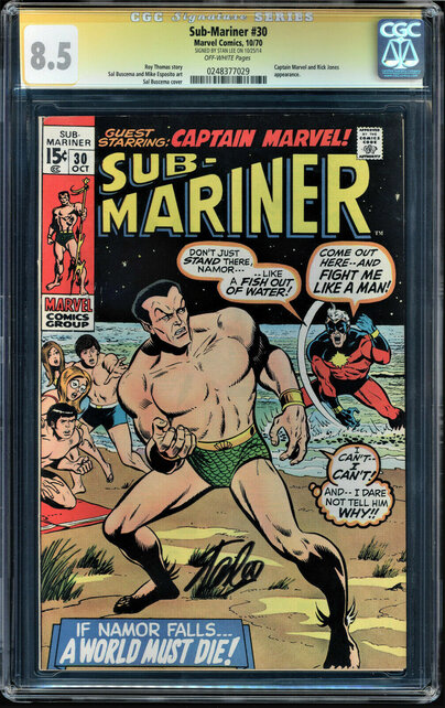 SUB-MARINER #30 CGC 8.5 SS STAN LEE HIGHEST GRADED SS COPY #0248377029