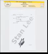 STAN LEE VENOM MOVIE "ANTIDOTE" SCRIPT PAGE SS STAN LEE SIGNED CGC # 158895004