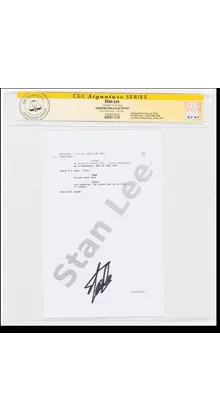 STAN LEE VENOM MOVIE "ANTIDOTE" SCRIPT PAGE SS STAN LEE SIGNED CGC # 158895004