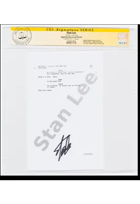 STAN LEE VENOM MOVIE "ANTIDOTE" SCRIPT PAGE SS STAN LEE SIGNED CGC # 158895004