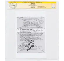 STAN LEE VENOM MOVIE "ANTIDOTE" SCRIPT PAGE SS STAN LEE SIGNED CGC # 15888954005