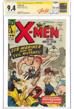 X-MEN #6 CGC 9.4 OWW SS STAN LEE SIGNED SUB-MARINER APP. #1578212005