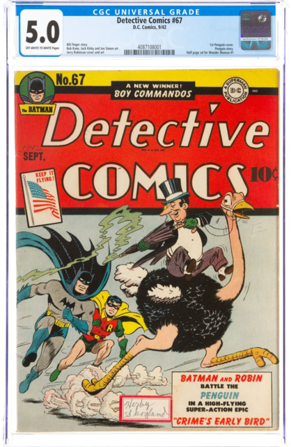 DETECTIVE COMICS #67 CGC 5.0 1ST PENQUIN COVER AD/ WONDER WOMAN #1  4087108001