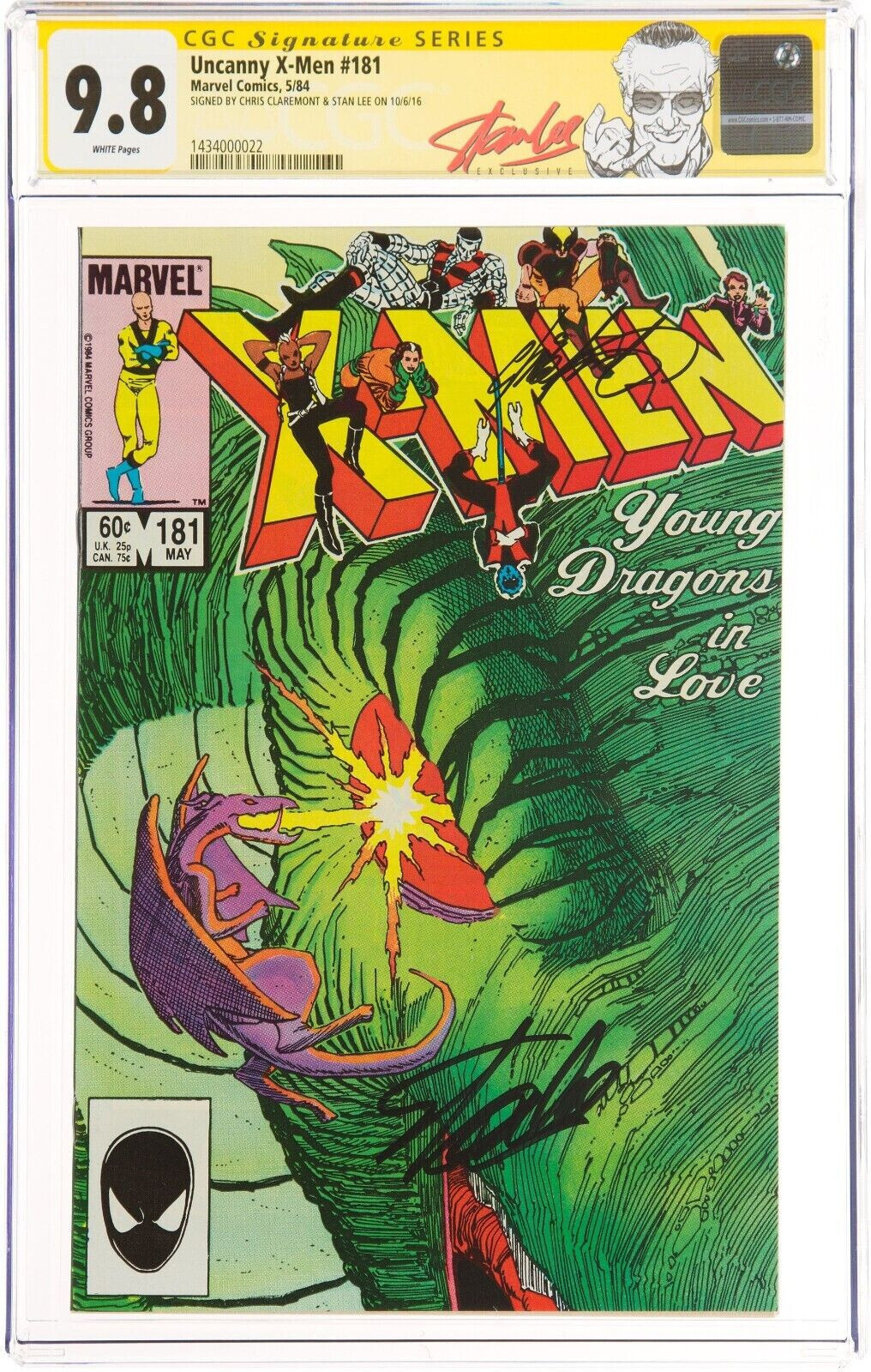 UNCANNY X-MEN #181 CGC 9.8 WHITE SS 2X's STAN LEE, CHRIS