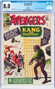 AVENGERS #8 CGC 8.0 UK EDITION 1ST APP OF KANG THE CONQUEROR #1292897017