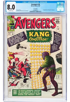 AVENGERS #8 CGC 8.0 UK EDITION 1ST APP OF KANG THE CONQUEROR #1292897017