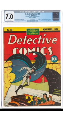 DETECTIVE COMICS #33 CGC 7.0 OW Conserved NOT RESTORED ORIGIN OF BATMAN