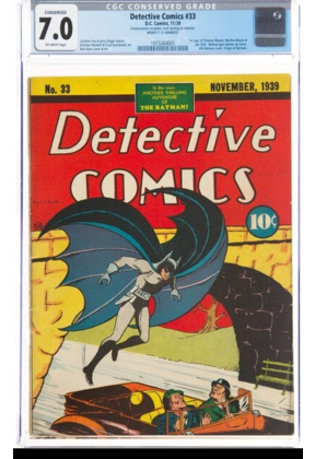 DETECTIVE COMICS #33 CGC 7.0 OW Conserved NOT RESTORED ORIGIN OF BATMAN
