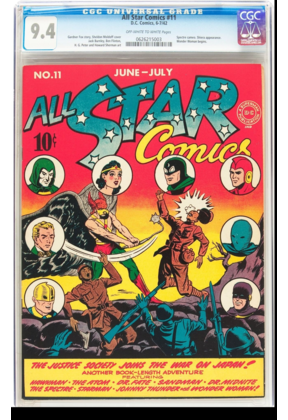 ALL STAR COMICS #11 CGC 9.4 1ST WONDER WOMAN COVER IN TITLE! CGC #0626215003