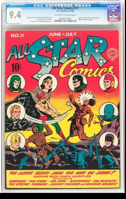 ALL STAR COMICS #11 CGC 9.4 1ST WONDER WOMAN COVER IN TITLE! CGC #0626215003