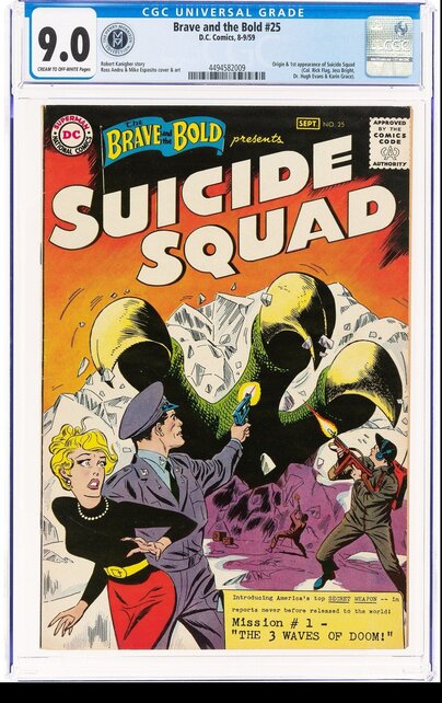 BRAVE AND THE BOLD #25 CGC 9.0 ORIGIN, 1ST APPEARANCE SUICIDE SQUAD CGC #4494582009