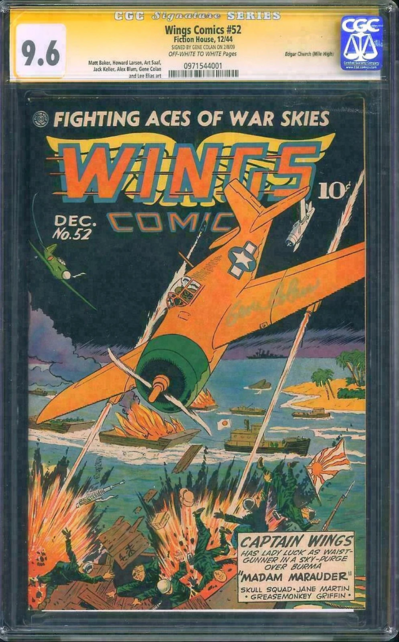 WINGS COMICS #52 CGC 9.6 OWW SS GENE COLAN MILE HIGH PEDIGREE CGC #0971544001