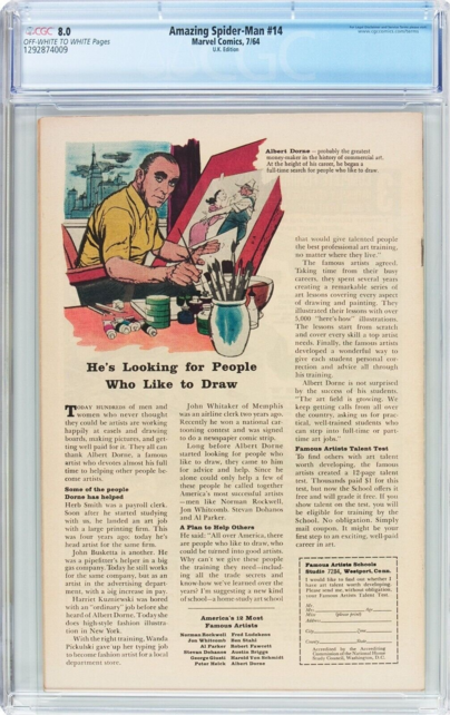 AMAZING SPIDER-MAN #14 CGC 8.0 OWW UK PRICE VARIANT CGC #1292874009