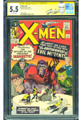 X-MEN #4 CGC 5.5 1ST QUICKSILVER SS STAN LEE SIGNED CGC #1393257007