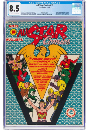 ALL STAR COMICS #12 CGC 8.5 OWW FULL PAGE AD FOR WONDER WOMAN #1 CGC #1968452001
