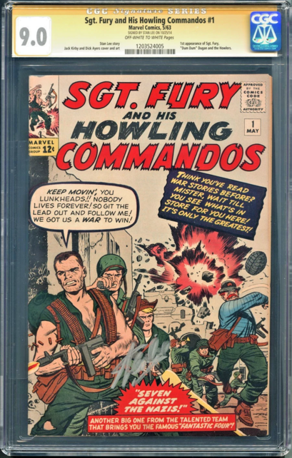 SGT. FURY #1 CGC 9.0 SS STAN LEE SIGNED SINGLE HIGHEST GRADED CGC #1203524005
