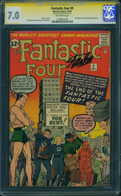 FANTASTIC FOUR #9 CGC 7.0 "1962" SS STAN LEE SIGNED CGC #1270001010