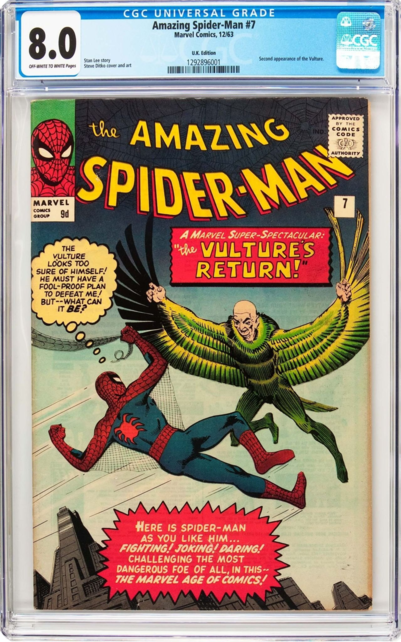 AMAZING SPIDER-MAN #7 CGC 8.0 OWW UK PRICE VARIANT CGC #1292896001