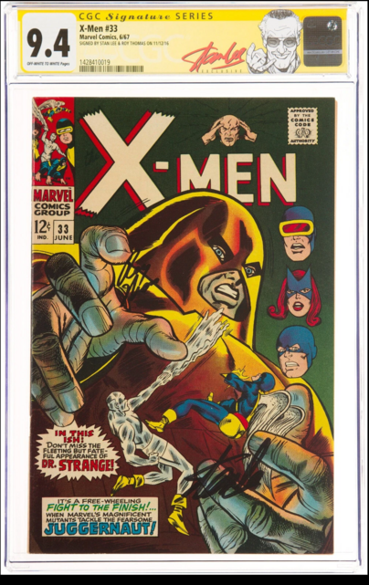 X-MEN #33 CGC 9.4 OWW SS 2Xs STAN LEE, ROY THOMAS HIGHEST GRADED #1428410019