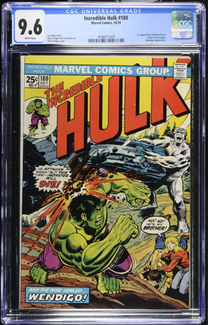 INCREDIBLE HULK #180 CGC 9.6 1ST APPEARANCE OF WOLVERINE CGC #4588971009