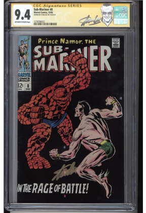 SUB-MARINER #8 CGC 9.4 OWW SS STAN LEE SIGNED CLASSIC COVER CGC #1278786032