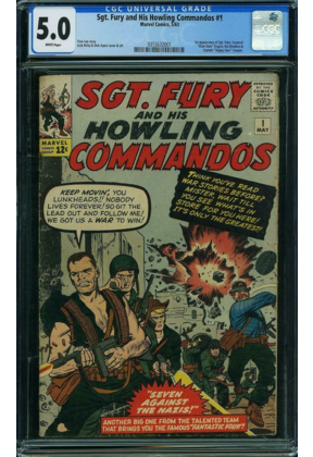SGT FURY & HIS HOWLING COMMANDOS #1 CGC 5.0 WHITE 1st APP SGT FURY #0355632001