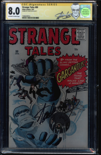 STRANGE TALES #80 CGC 8.0 OWW SIG SERIES STAN LEE SIGNED CGC #1508240014