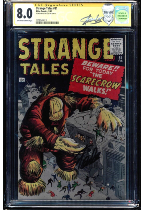 STRANGE TALES #81 CGC 8.0 OWW SS STAN LEE SIGNED SINGLE HIGHEST CGC #1508240013