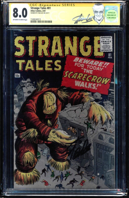 STRANGE TALES #81 CGC 8.0 OWW SS STAN LEE SIGNED SINGLE HIGHEST CGC #1508240013