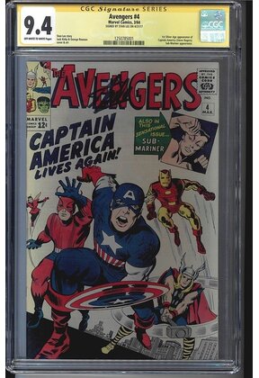 AVENGERS # 4 CGC 9.4 SS STAN LEE SIGNED HIGHEST CGC GRADED #1250785001