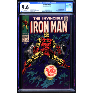 IRON MAN #1 CGC 9.6 WHITE KEY ISSUE ORIGIN OF IRON MAN RETOLD CGC