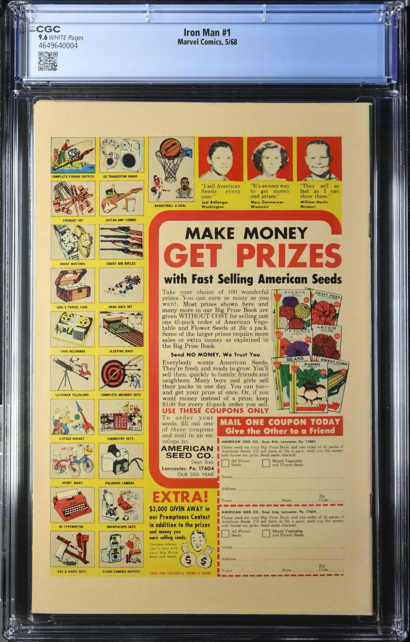 IRON MAN #1 CGC 9.6 WHITE KEY ISSUE ORIGIN OF IRON MAN RETOLD CGC #4649640004