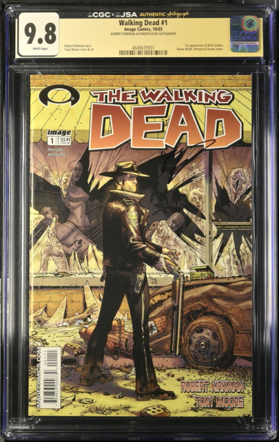 WALKING DEAD #1 (2003) CGCxJSA 9.8 WHITE SIGNED BY ROBERT KIRKMAN #4649639001