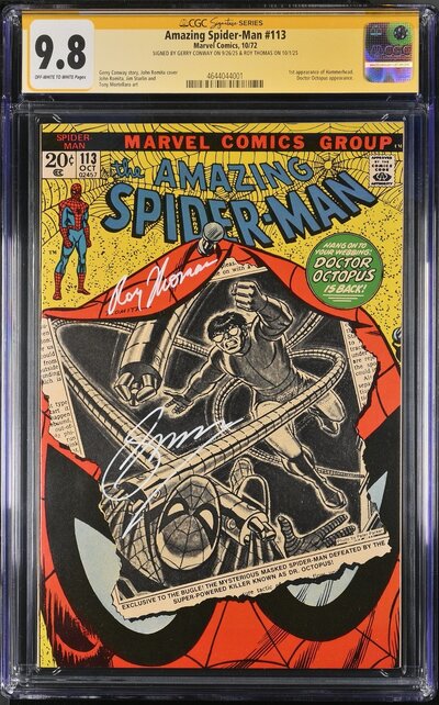 AMAZING SPIDER-MAN #113 CGC 9.8 SS 2X's GERRY CONWAY, ROY THOMAS CGC #4644044001