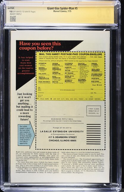 GIANT-SIZED SPIDER-MAN #5 CGC 9.8 OWW ONLY DOUBLE-SIGNED COPY SS CGC #4644114012