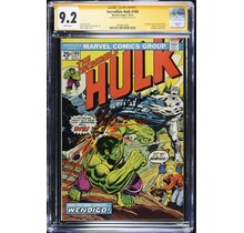 HULK #180 CGC 9.2 WHITE SS ROY THOMAS WOLVERINE'S CO-CREATOR CGC #2828857002