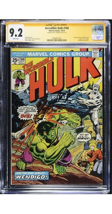 HULK #180 CGC 9.2 WHITE SS ROY THOMAS WOLVERINE'S CO-CREATOR CGC #2828857002