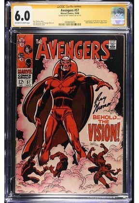 AVENGERS #57 CGC 6.0 OWW 1ST APP SILVER AGE VISION SS ROY THOMAS #2828826003