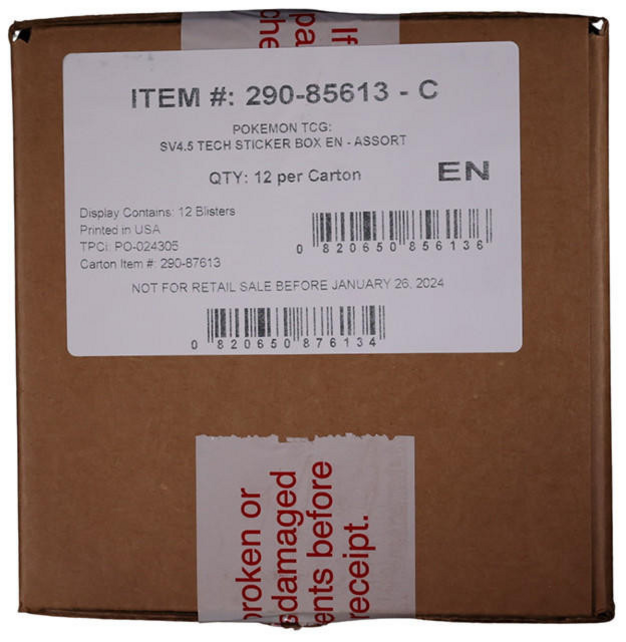 SV4.5 SCARLET AND VIOLET PALDEAN FATES TECH STICKER COLLECTION 3 PACK BLISTER CASE