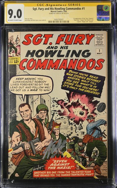 SGT. FURY #1 CGC 9.0 SS STAN LEE SIGNED SINGLE HIGHEST GRADED CGC #1606700001