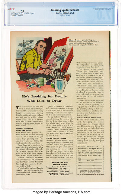 AMAZING SPIDER-MAN #3 CGC 7.0 UK PRICE VARIANT MARVEL 1ST DOC OCK #3898050003