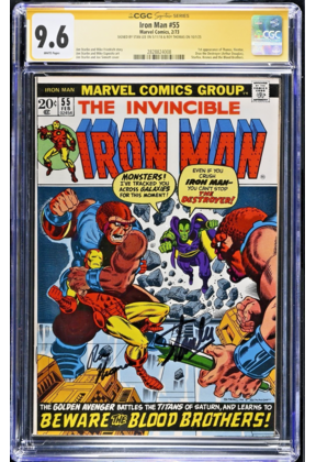 IRON MAN #55 CGC 9.6 WHITE SS 2X's STAN LEE, ROY THOMAS THANOS #2828824008