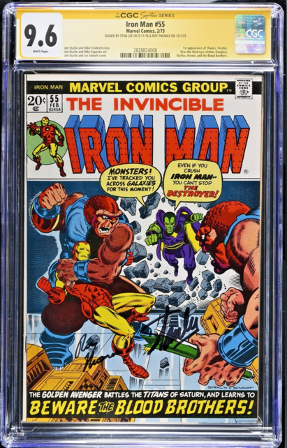 IRON MAN #55 CGC 9.6 WHITE SS 2X's STAN LEE, ROY THOMAS THANOS #2828824008