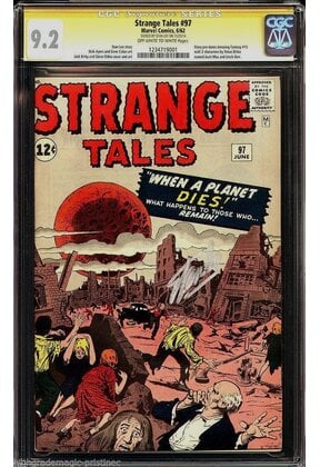 STRANGE TALES #97 CGC 9.2 SS STAN LEE PRE-AF15 AUNT MAY UNCLE BEN #1234719001