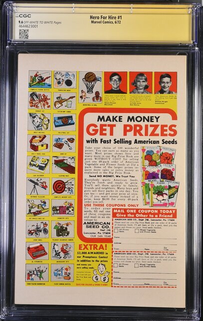 HERO FOR HIRE #1 CGC 9.6 1ST CAGE SS ROY THOMAS SINGLE HIGHEST GRADED 4644623001